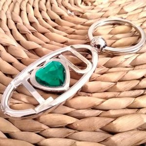3/$20 I 💓 U love green gem keychain fob keyring